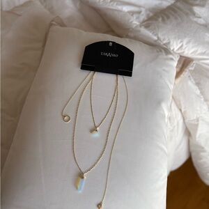 Gold Layered Necklace with Opalescent Accents